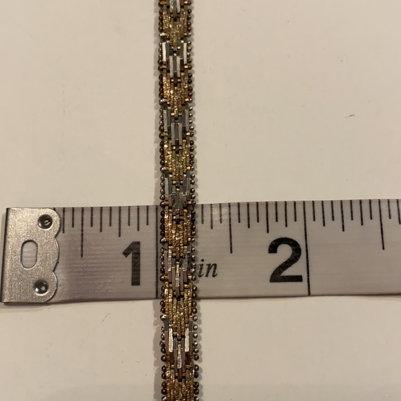 Gold Silver Woven Chevron Bracelet 7” Jewelry - Picture 6 of 11